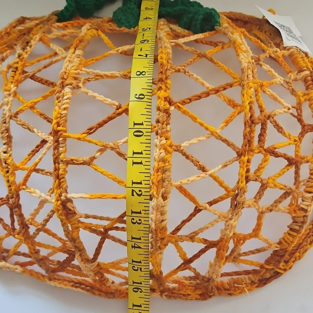 Hand Crafted Crochet Art Door Decor Handmade Holiday Wreath Pumpkin Wall Decor